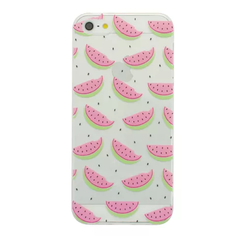 TPU Wassermelonenh&uuml;lle iPhone 5 / 5s und SE 2016 Transparente Fruchtabdeckung gr&uuml;n rosa