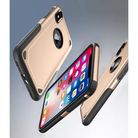 Stossfeste Pro Armor iPhone X XS H&uuml;lle - Schutzh&uuml;lle Gold - Zus&auml;tzlicher Schutz