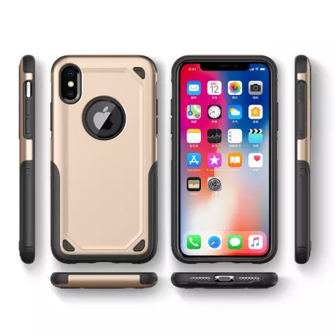 Stossfeste Pro Armor iPhone X XS H&uuml;lle - Schutzh&uuml;lle Gold - Zus&auml;tzlicher Schutz