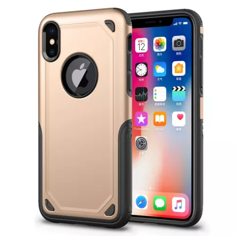 Stossfeste Pro Armor iPhone X XS H&uuml;lle - Schutzh&uuml;lle Gold - Zus&auml;tzlicher Schutz