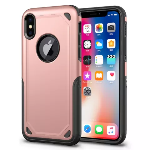 Stossfeste Pro Armor iPhone X XS H&uuml;lle - Schutzh&uuml;lle Ros&eacute;gold - Zus&auml;tzlicher Schutz