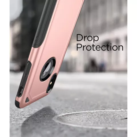 Stossfeste Pro Armor iPhone X XS H&uuml;lle - Schutzh&uuml;lle Ros&eacute;gold - Zus&auml;tzlicher Schutz