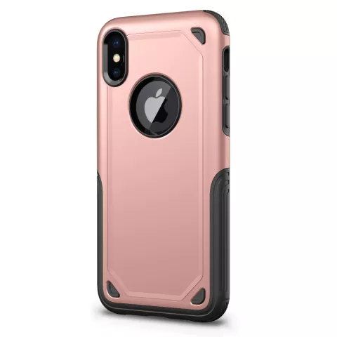 Stossfeste Pro Armor iPhone X XS H&uuml;lle - Schutzh&uuml;lle Ros&eacute;gold - Zus&auml;tzlicher Schutz