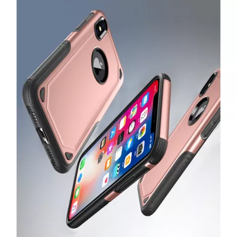 Stossfeste Pro Armor iPhone X XS H&uuml;lle - Schutzh&uuml;lle Ros&eacute;gold - Zus&auml;tzlicher Schutz