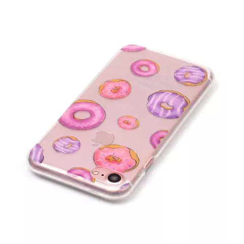 Transparente H&uuml;lle Donuts iPhone 7 8 SE 2020 SE 2022 Abdeckung - Purple Pink Clear