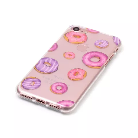 Transparente H&uuml;lle Donuts iPhone 7 8 SE 2020 SE 2022 Abdeckung - Purple Pink Clear