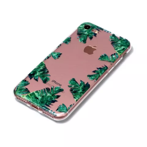 Transparente TPU-H&uuml;lle verl&auml;sst iPhone 7 8 SE 2020 SE 2022 H&uuml;lle Palm Jungle - Green Transparent