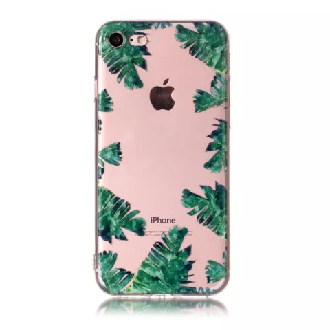 Transparente TPU-H&uuml;lle verl&auml;sst iPhone 7 8 SE 2020 SE 2022 H&uuml;lle Palm Jungle - Green Transparent