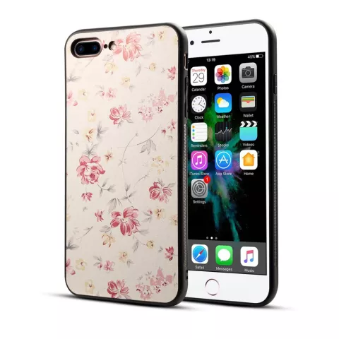 Klassische Blumenh&uuml;lle f&uuml;r iPhone 7 Plus 8 Plus - Pastellrosa