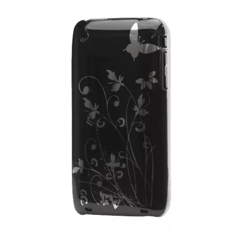 iPhone 3 3G 3GS Hartschalenkoffer anmutige Blume sch&ouml;ner Druck - Schwarz