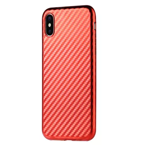 Kohlefaser TPU iPhone X XS H&uuml;lle - Rot