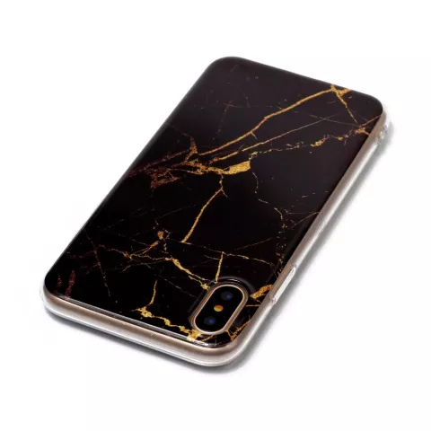 Marmortasche TPU Marmorabdeckung iPhone X XS - Schwarzes Gold