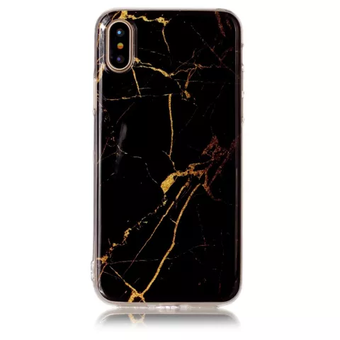 Marmortasche TPU Marmorabdeckung iPhone X XS - Schwarzes Gold