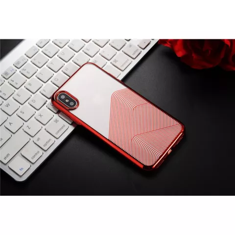 Sulada Clear iPhone X XS TPU H&uuml;lle - Rot Metallic