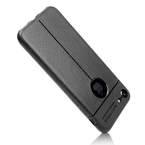 Litchi Grain Leder iPhone 7 8 TPU H&uuml;lle - Schwarz