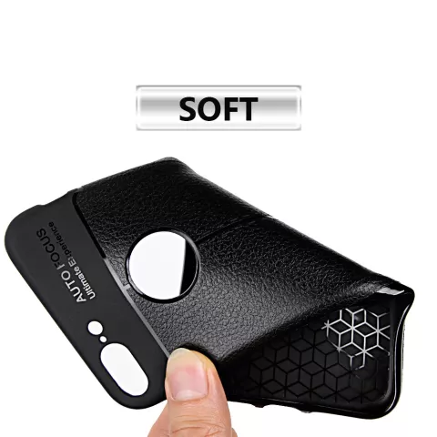 Litchi Grain Leder iPhone 7 Plus 8 Plus TPU H&uuml;lle - Schwarz