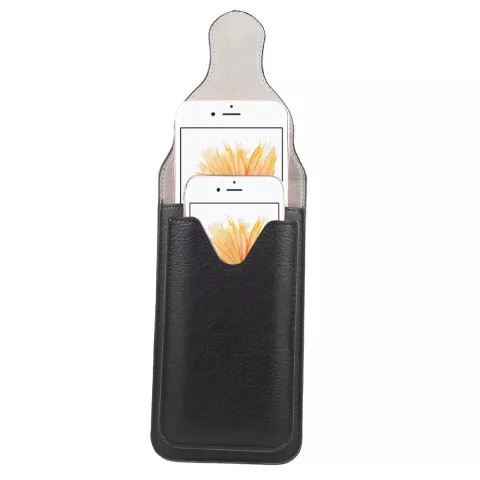 Ledertasche Doppelh&uuml;lle iPhone Universal - Black Carabiner