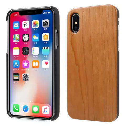 Kirschholz H&uuml;lle f&uuml;r iPhone X XS Hartschale - braun