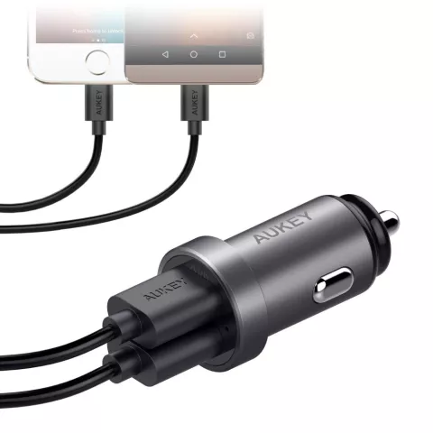 Aukey Universal Dual USB Autoladeger&auml;t 2,4 Ampere - Grau