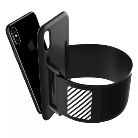 Sportband Laufbandabdeckung Silikonh&uuml;lle f&uuml;r iPhone X XS - Schwarzes Armband