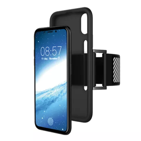 Sportband Laufbandabdeckung Silikonh&uuml;lle f&uuml;r iPhone X XS - Schwarzes Armband