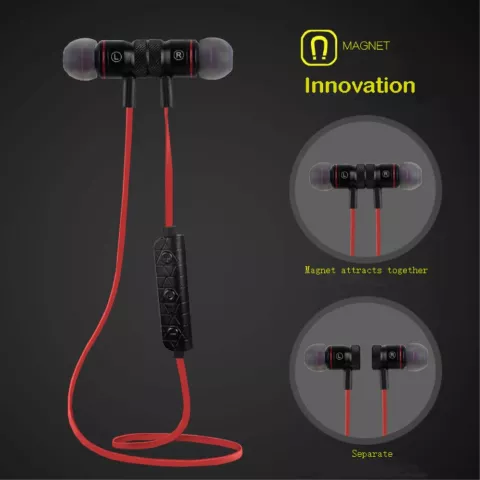 BH-M9 In-Ear-Freisprecheinrichtung Drahtloses Bluetooth 4.1 Sport-Ohrh&ouml;rer-Mikrofon - Schwarz Rot