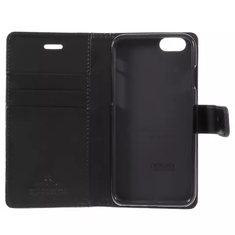 Mercury Blue Moon Bookcase Geldb&ouml;rse Kompatibel mit iPhone 6 6s H&uuml;lle - Schwarzes Leder