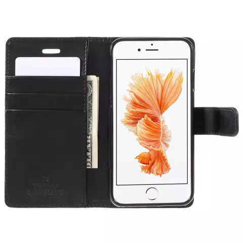Mercury Blue Moon Bookcase Geldb&ouml;rse Kompatibel mit iPhone 6 6s H&uuml;lle - Schwarzes Leder