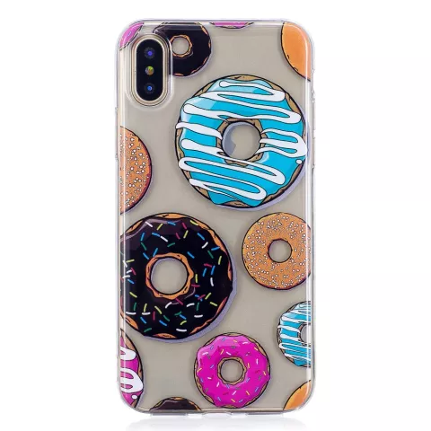 Donut Fall Geb&auml;ck TPU Fall iPhone X XS - Bunt transparent