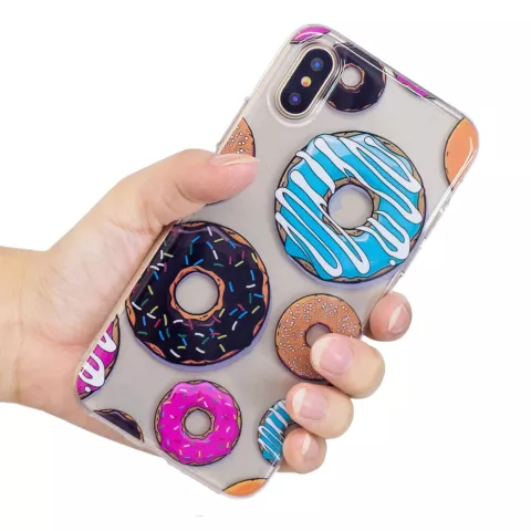 Donut Fall Geb&auml;ck TPU Fall iPhone X XS - Bunt transparent