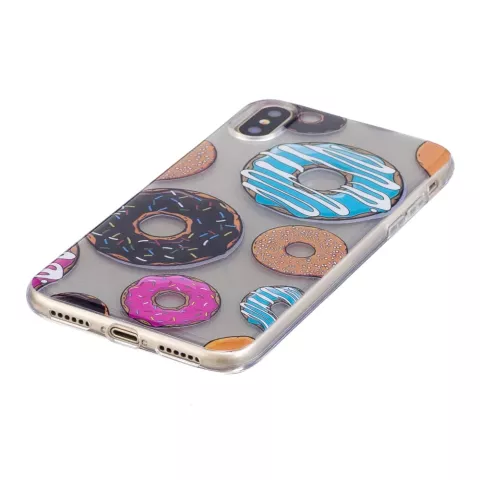 Donut Fall Geb&auml;ck TPU Fall iPhone X XS - Bunt transparent