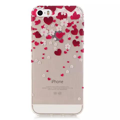 Herzen lieben Blumen Fall TPU iPhone 5 5s SE 2016 - Transparent Red Pink