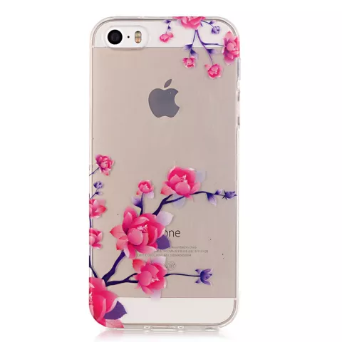 Transparente Bl&uuml;tenzweige TPU iPhone 5 5s SE 2016 H&uuml;lle - Pink Purple