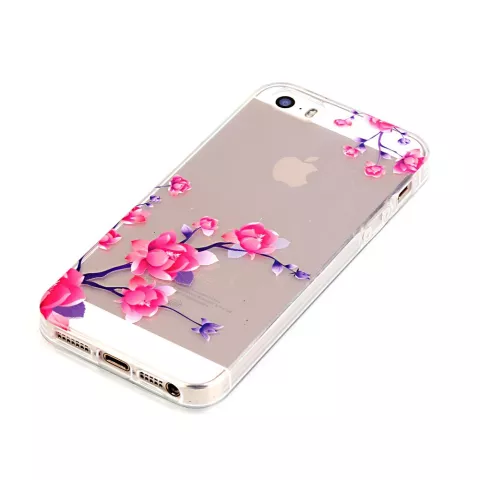Transparente Bl&uuml;tenzweige TPU iPhone 5 5s SE 2016 H&uuml;lle - Pink Purple