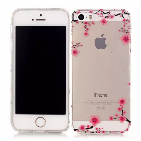 Translucent Graceful Blossom Branches iPhone 5 5s SE 2016 TPU-H&uuml;lle - Pink Black