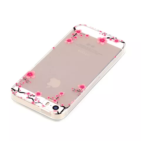 Translucent Graceful Blossom Branches iPhone 5 5s SE 2016 TPU-H&uuml;lle - Pink Black