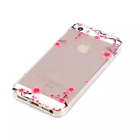 Translucent Graceful Blossom Branches iPhone 5 5s SE 2016 TPU-H&uuml;lle - Pink Black