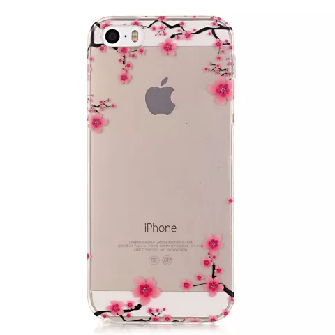 Translucent Graceful Blossom Branches iPhone 5 5s SE 2016 TPU-H&uuml;lle - Pink Black