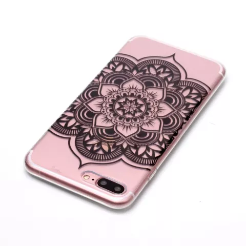 Klare Mandala Flower iPhone 7 Plus 8 Plus TPU H&uuml;lle - Schwarz