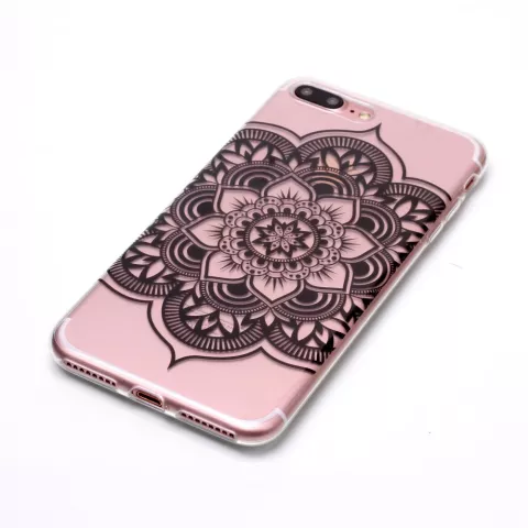 Klare Mandala Flower iPhone 7 Plus 8 Plus TPU H&uuml;lle - Schwarz