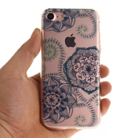 Klare Mandala Flower iPhone 7 8 SE 2020 SE 2022 TPU H&uuml;lle - Blau