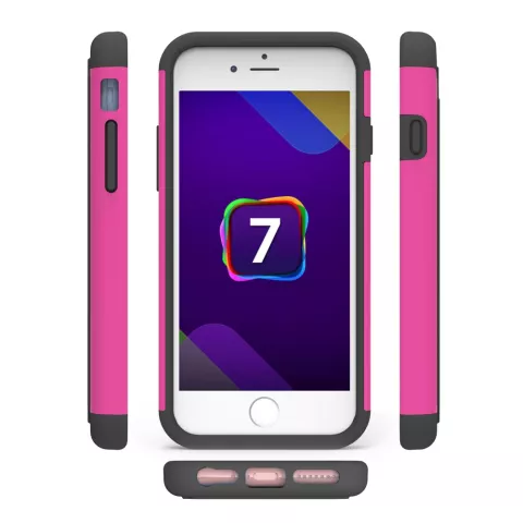 iPhone 7 8 zweiteilige Kunststoff-Silikonh&uuml;lle mit Punkten - Pink Black