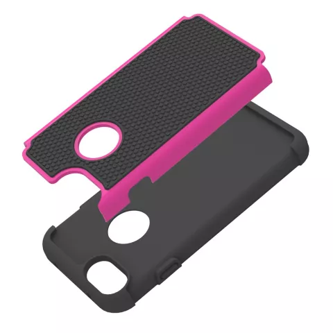 iPhone 7 8 zweiteilige Kunststoff-Silikonh&uuml;lle mit Punkten - Pink Black