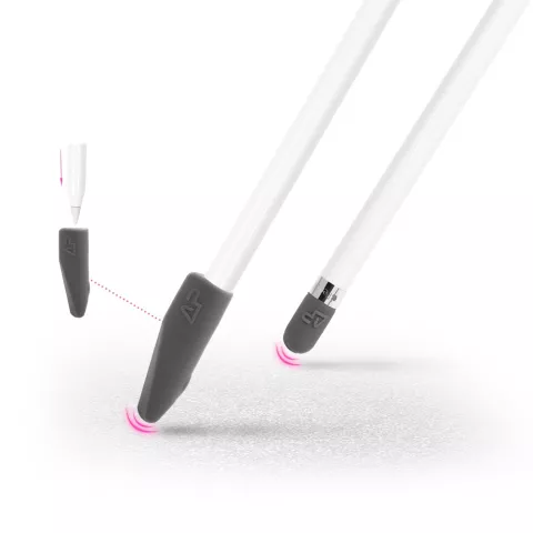 Rutschfester Silikongriff f&uuml;r Apple Pencil 4-teiliger zus&auml;tzlicher Schutz - Grau
