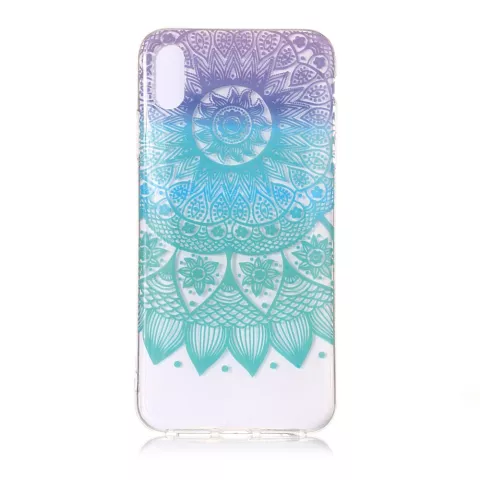 Transparente Mandala TPU H&uuml;lle iPhone XR - Lila T&uuml;rkis