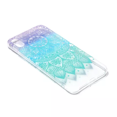 Transparente Mandala TPU H&uuml;lle iPhone XR - Lila T&uuml;rkis