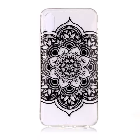 Transparenter Lotus Blumenetui TPU iPhone XR - Schwarz