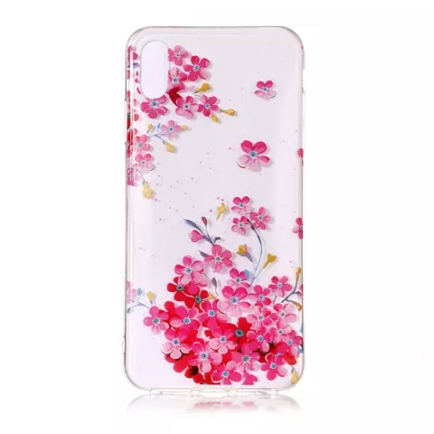 Bunte transparente Blume TPU iPhone XR H&uuml;lle - Pink