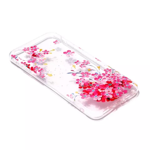 Bunte transparente Blume TPU iPhone XR H&uuml;lle - Pink