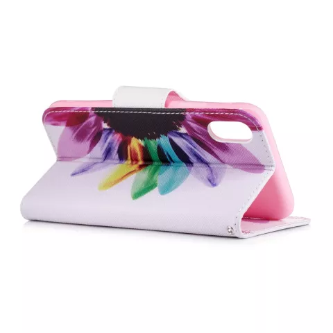 B&uuml;cherregal Brieftasche Floral Case Brieftasche iPhone XR - Weiss Pink